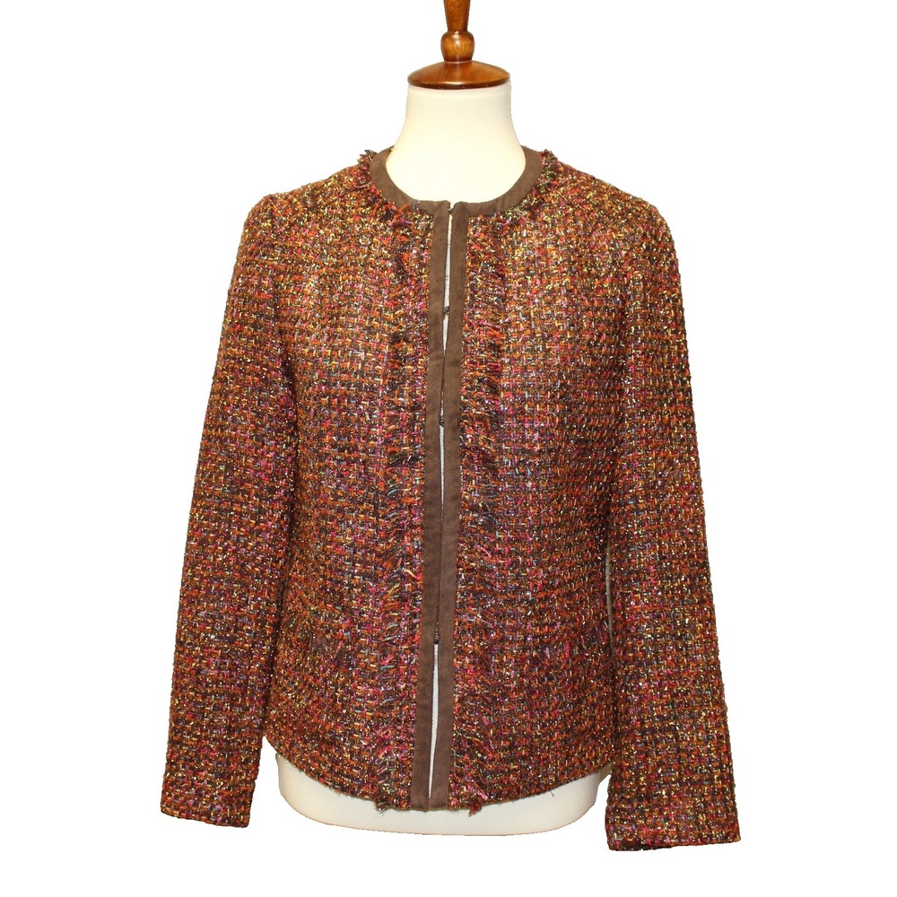 Chico's Women 0 XS Tweed Blazer Jacket‎ Cardigan Lined Work Career Formal Party